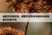 减肥药效果好的，减肥药比较有效果的有哪些他们的排行榜