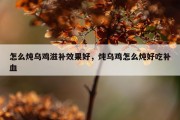 怎么炖乌鸡滋补效果好，炖乌鸡怎么炖好吃补血